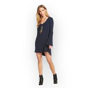 Chasor Women's Bell Sleeve Pull-over T-Shirt Dress Size XL Navy Blue Scoop Neck